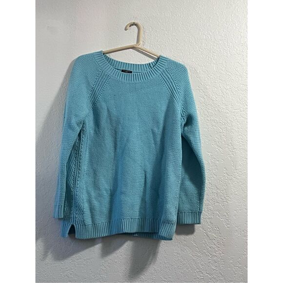 Talbots Cable Knit wool blend Women's Sweater  Size  1x Turquoise Blue - Picture 1 of 4